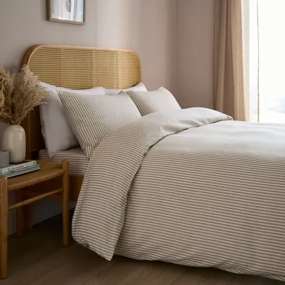 Stripe Duvet Cover Set - Natural, Brushed Cotton