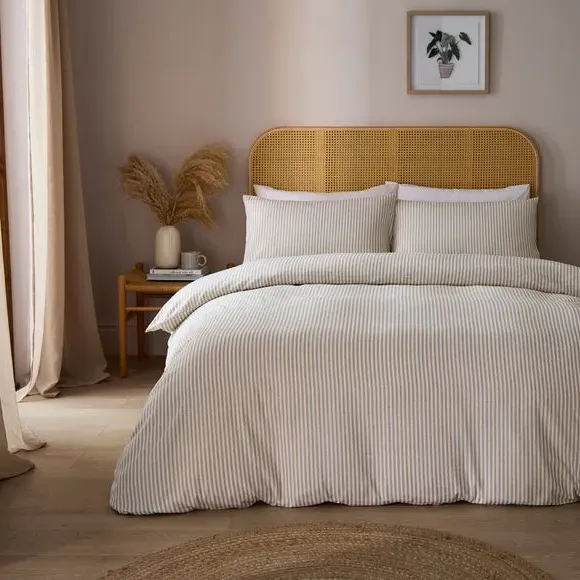 Stripe Duvet Cover Set - Natural, Brushed Cotton image