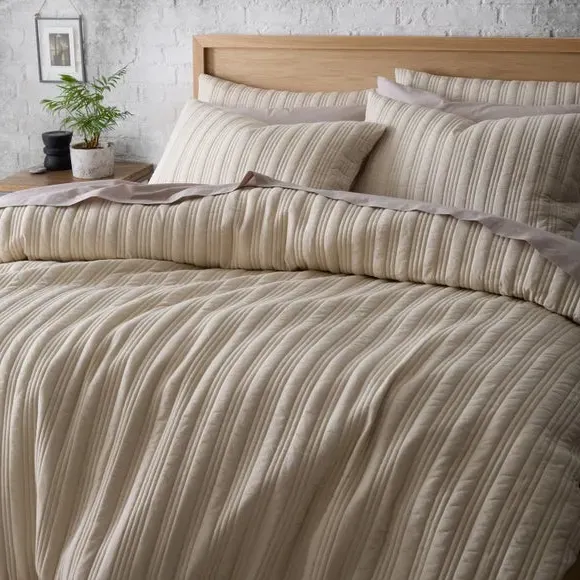 Stripe Duvet Cover Set - Natural, Microfibre