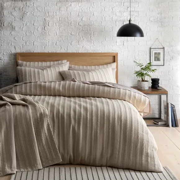 Stripe Duvet Cover Set - Natural, Microfibre