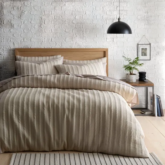 Stripe Duvet Cover Set - Natural, Microfibre