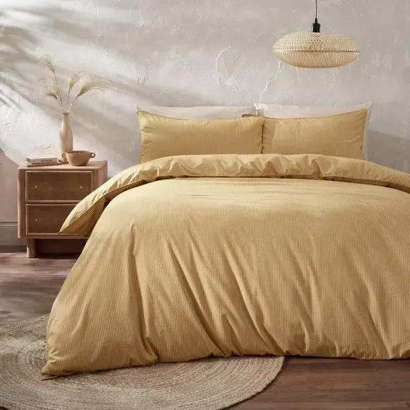 Stripe Duvet Cover Set - Old Gold, Seersucker image