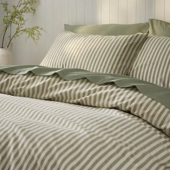 Stripe Duvet Cover Set - Olive, Cotton