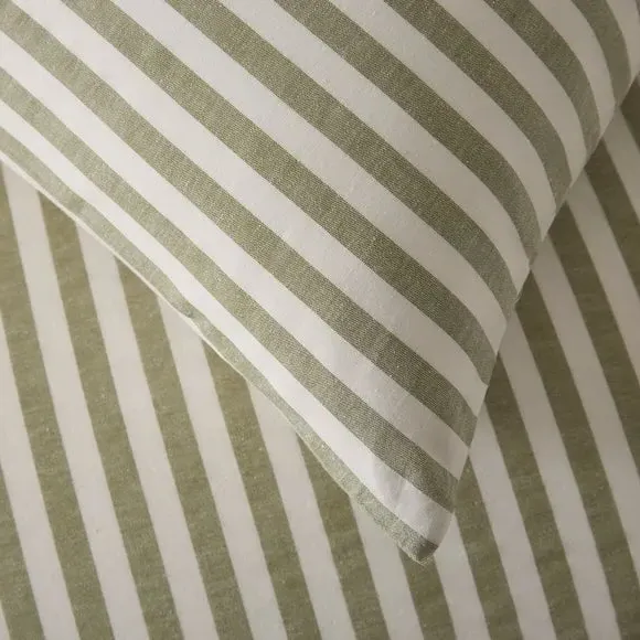 Stripe Duvet Cover Set - Olive, Cotton