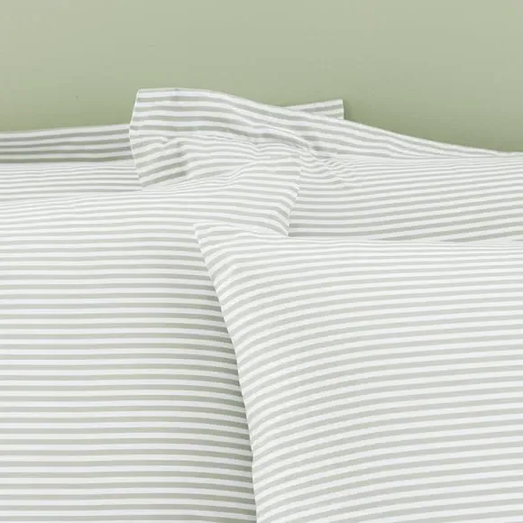 Stripe Duvet Cover Set - Sage, Polyester