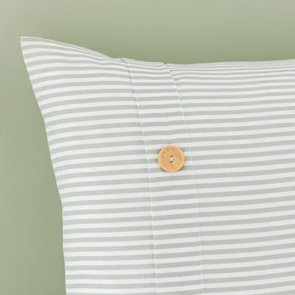 Stripe Duvet Cover Set - Sage, Polyester