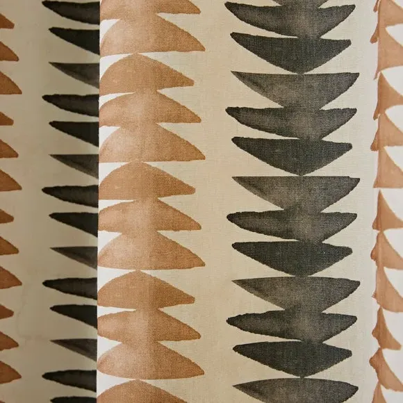 Stripe Eyelet Curtains - Camel, Cotton