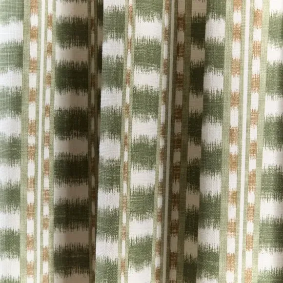 Stripe Eyelet Curtains - Khaki, Cotton