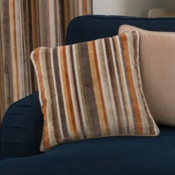 Stripe Eyelet Curtains - Natural, Cut Velvet