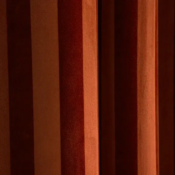 Stripe Eyelet Curtains - Orange, Velour