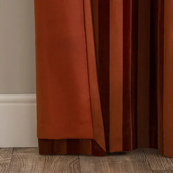 Stripe Eyelet Curtains - Orange, Velour