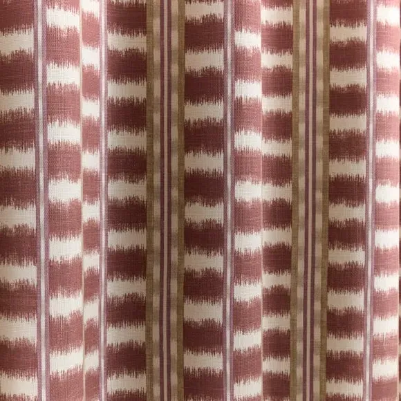 Stripe Eyelet Curtains - Redwood, Cotton