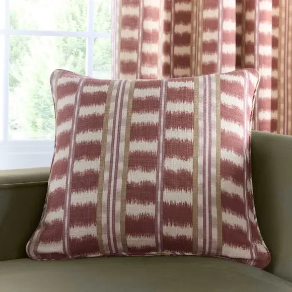 Stripe Eyelet Curtains - Redwood, Cotton