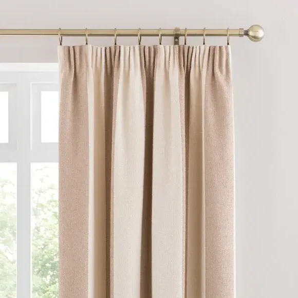 Stripe Pencil Pleat Curtains - Natural, Boucle image