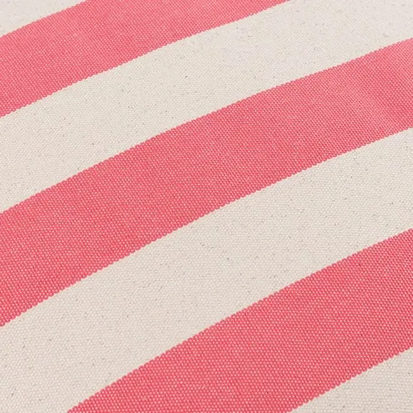 Stripe Pouffe with Piped Edges - Coral, Cotton