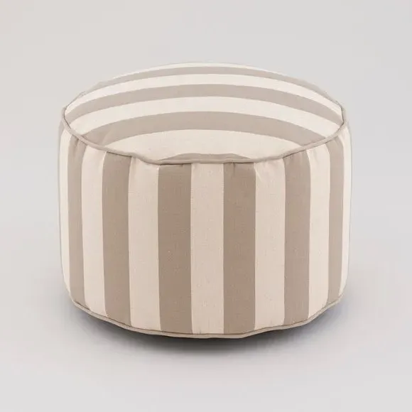 Stripe Pouffe with Piped Edges - Natural, Cotton