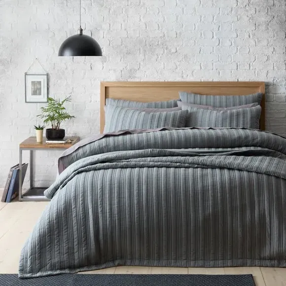Stripe Quilted Bedspread - Grey, Polyester image