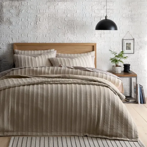 Stripe Quilted Bedspread - Natural, Polyester