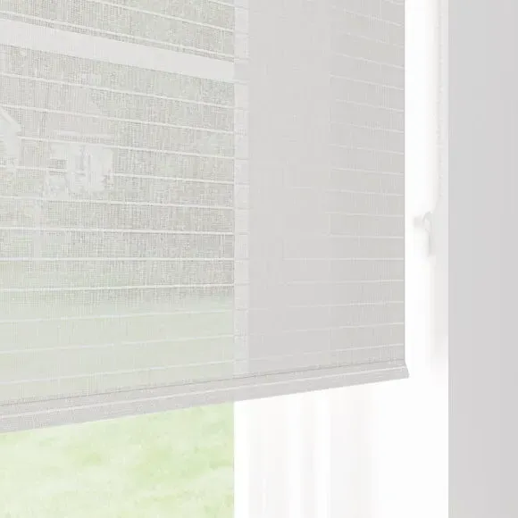 Stripe Roller Blind Semi Sheer - White, Polyester