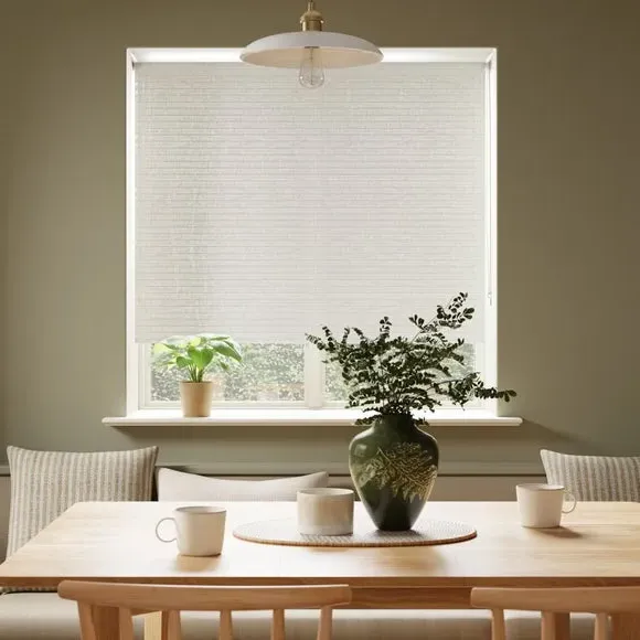 Stripe Roller Blind Semi Sheer - White, Polyester