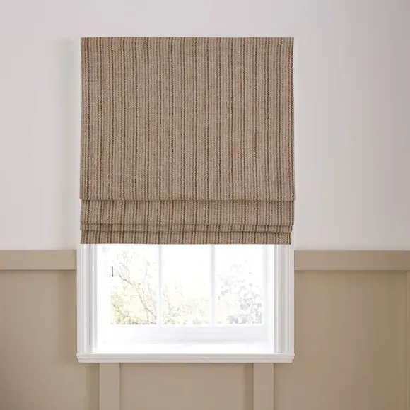 Stripe Roman Blind with Pleated Folds - Natural