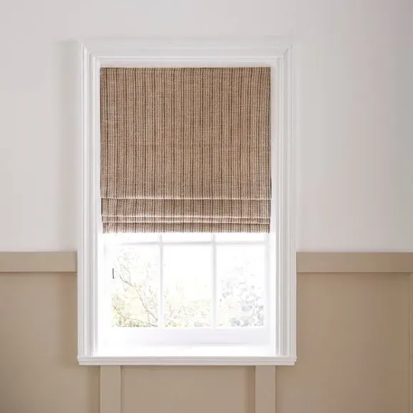 Stripe Roman Blind with Pleated Folds - Natural