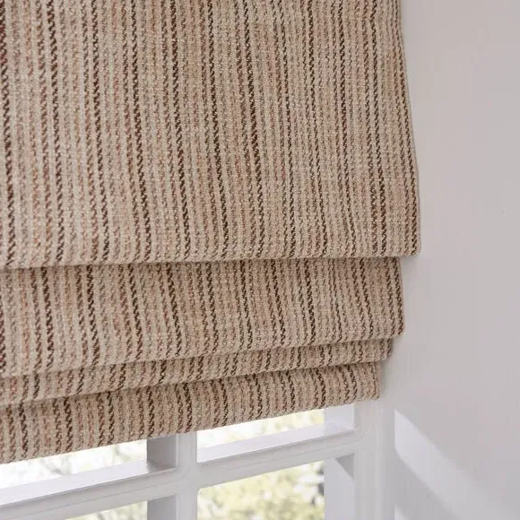 Stripe Roman Blind with Pleated Folds - Natural
