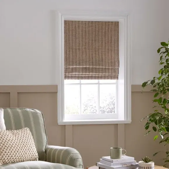 Stripe Roman Blind with Pleated Folds - Natural image