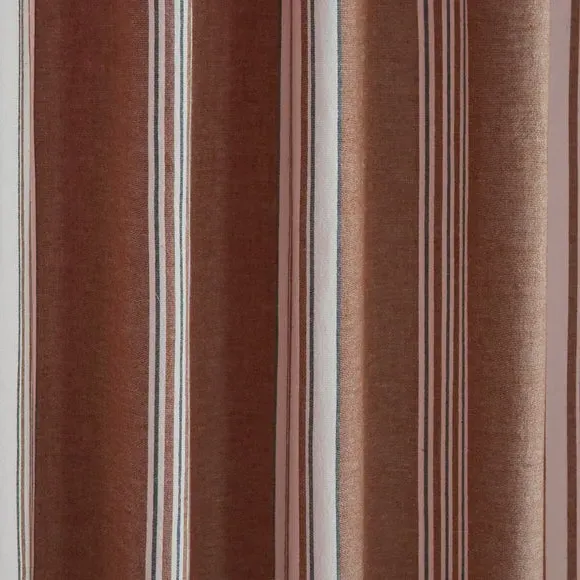 Stripe Slot Top Curtains - Terracotta, Cotton