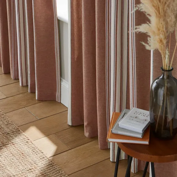 Stripe Slot Top Curtains - Terracotta, Cotton