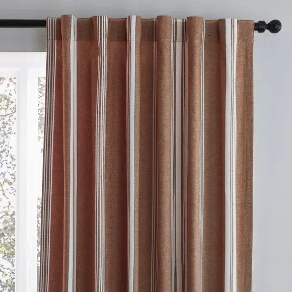 Stripe Slot Top Curtains - Terracotta, Cotton image