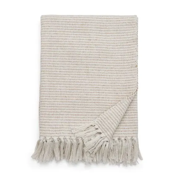 Stripe Throw Blanket with Tassels - Natural