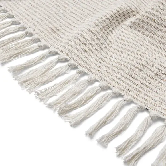 Stripe Throw Blanket with Tassels - Natural