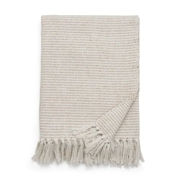 Stripe Throw Blanket with Tassels - Natural