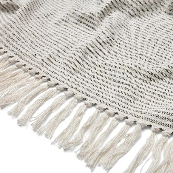 Stripe Throw Blanket with Tassels - Olive