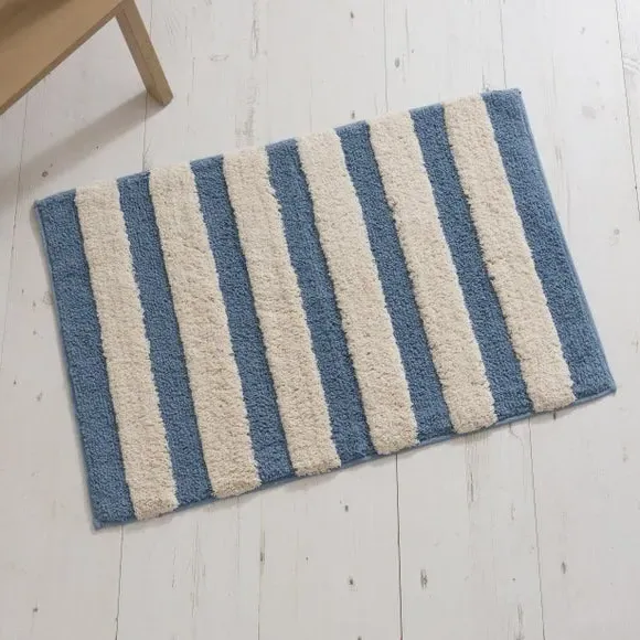 Stripe Tufted Bath Mat - Ashley Blue, Cotton image