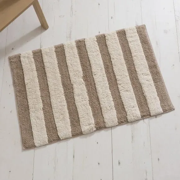Stripe Tufted Bath Mat - Charcoal, Cotton