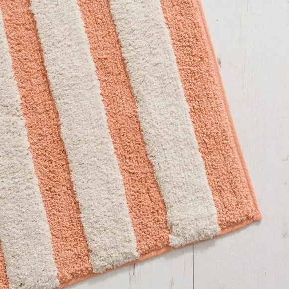 Stripe Tufted Bath Mat - Peach, Cotton
