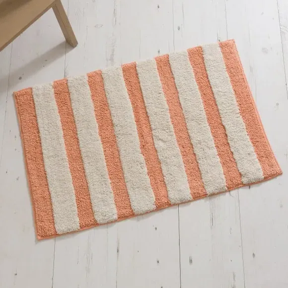 Stripe Tufted Bath Mat - Peach, Cotton