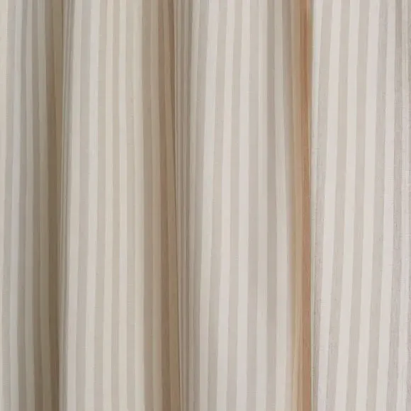 Stripe Unlined Slot Top Curtains - Natural, Cotton