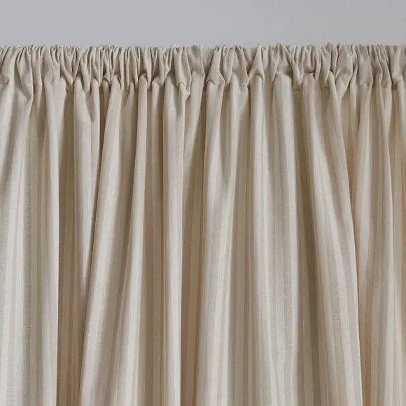 Stripe Unlined Slot Top Curtains - Natural, Cotton image