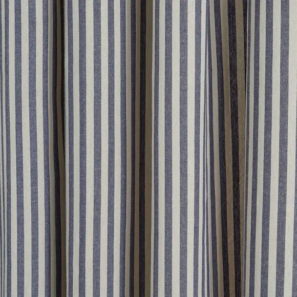 Stripe Unlined Slot Top Curtains - Navy, Cotton