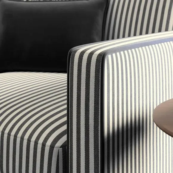 Striped Armchair with Tailored Finish - Black