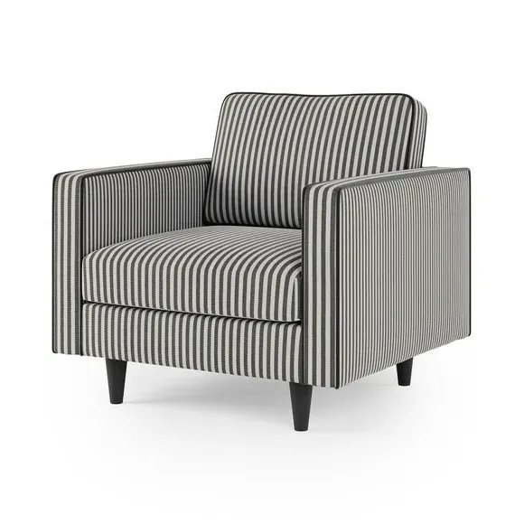 Striped Armchair with Tailored Finish - Black