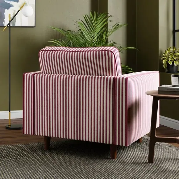 Striped Armchair with Tailored Finish - Mulberry