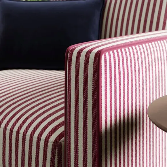 Striped Armchair with Tailored Finish - Mulberry