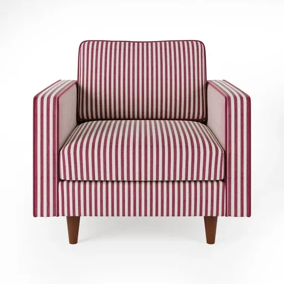 Striped Armchair with Tailored Finish - Mulberry