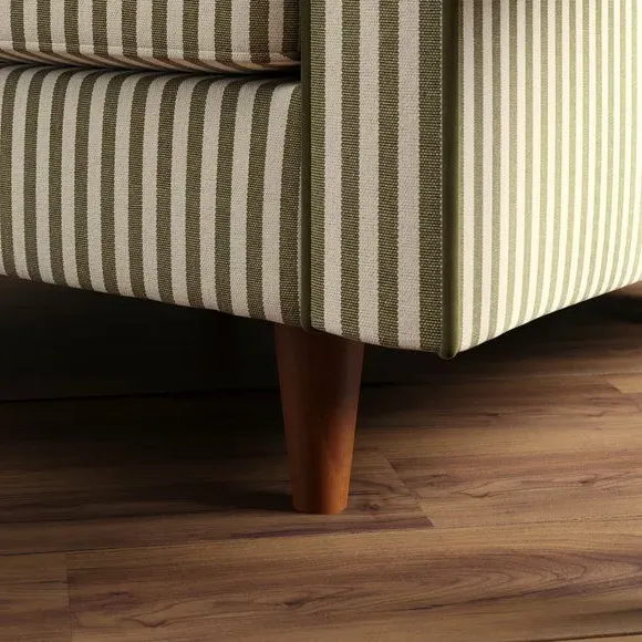 Striped Armchair with Tailored Finish - Olive
