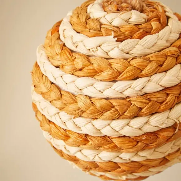 Striped Ball Hanging Decoration - Natural, Maize