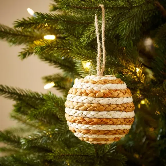 Striped Ball Hanging Decoration - Natural, Maize image
